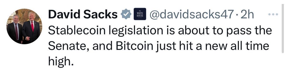 RippleXrpie's tweet photo. 🚨BREAKING: Trump's crypto czar - David Sacks says: “Stablecoin legislation is about to pass the Senate!” 

$RLUSD 🤝 #XRP https://t.co/8AahWSjTgn