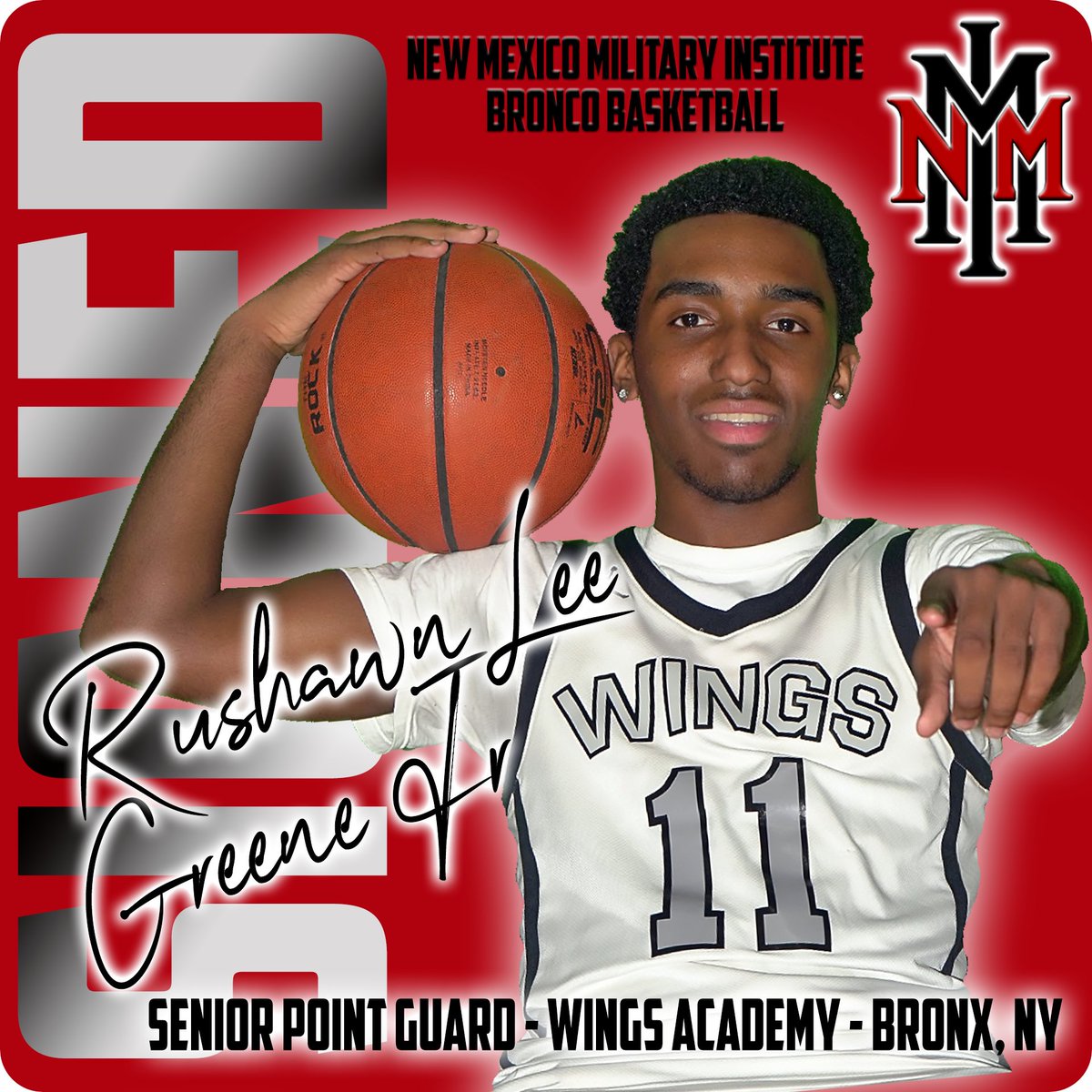 Another NMMI Nation welcome to Rushawn Lee Greene Jr, Bronco Basketball's latest commit for next season!

Rushawn is a graduating senior from Wings Academy in Bronx, NY and averaged 18.1 points and 6.7 assists per game for the Wings during their 26-game campaign in 2024-25.