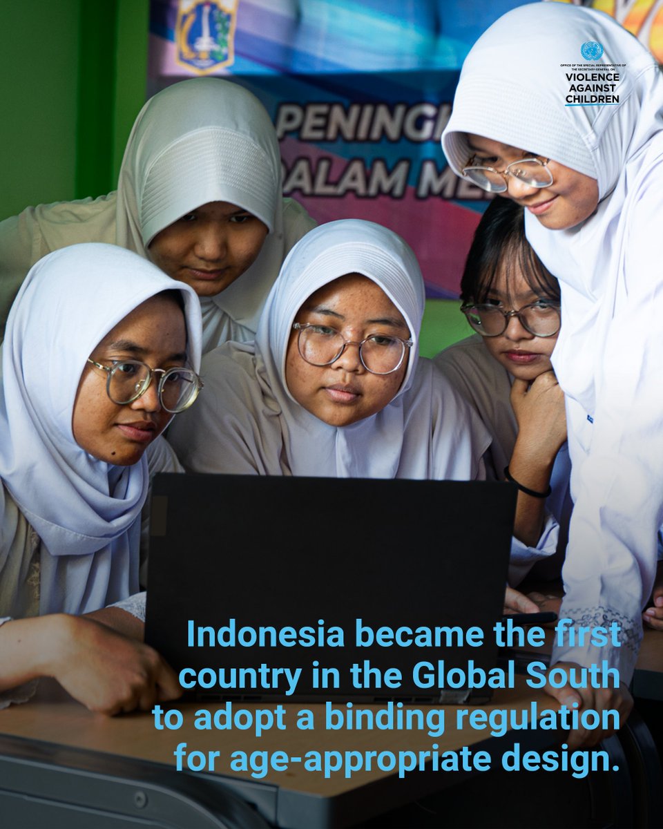 🇮🇩 #Indonesia became the first country in Asia and the Global South to adopt a binding regulation for age-appropriate design. 

This regulation holds tech companies accountable for children’s rights in the digital world and places children's rights at the heart of digital
