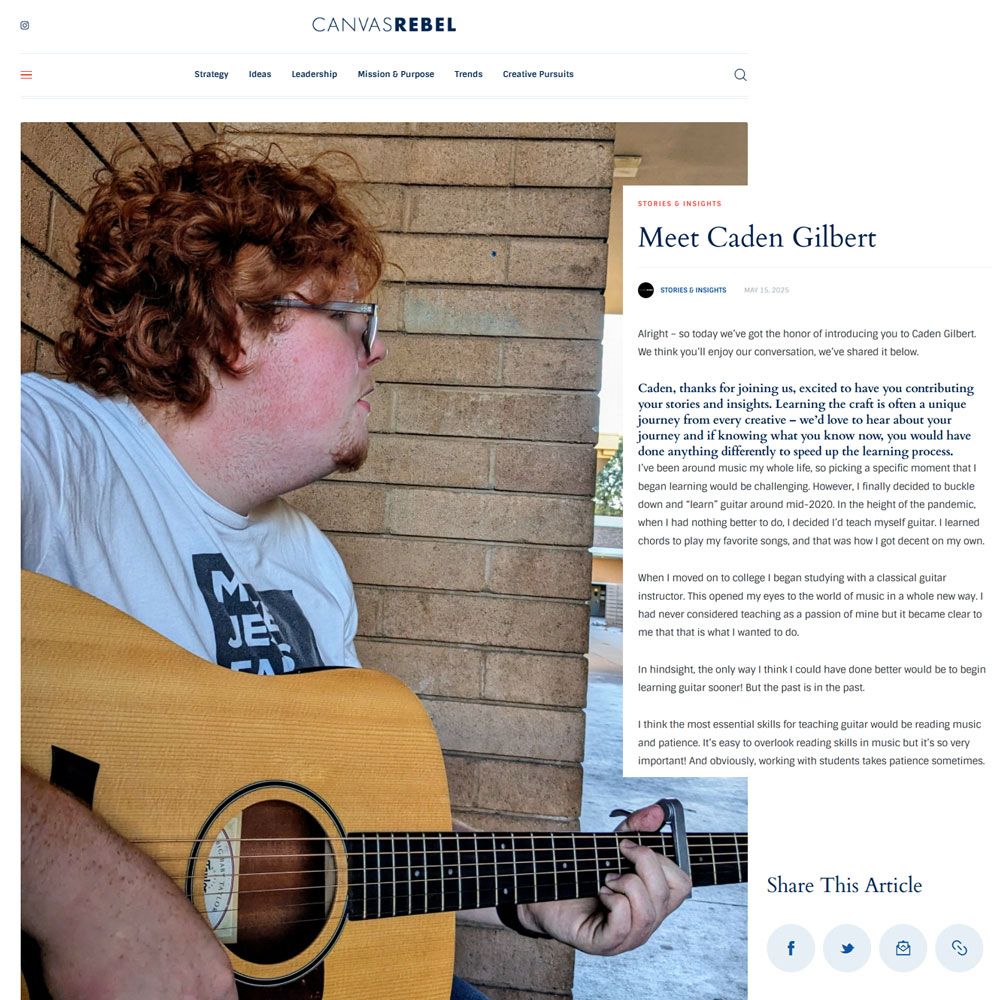 cjgilbertwebpro's tweet photo. Proud of my son, Caden, who was just featured on CanvasRebel!

Check it out:
https://t.co/v1cBglGt3d 

#proudfather #musicfamily
#smallbusiness #businesstips #business101 #startups #workfromhomedad #marketing #sales #customerservice
#virtualevents #virtualeventproducer https://t.co/jJSBVLSInY