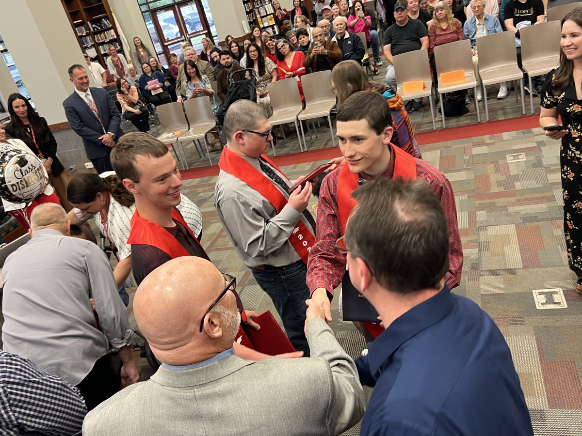 Michelle Bodi, YTP Coordinator, introduced their Class of 2025 during the Heart of the Fox presentation at the 5.19 Board of Education meeting. Receiving diplomas: Matthew Acevedo Kraus; Nicholas Cumbo; Liam Flaherty; Kaden Gerl; Emily Huelhorst; and Caleb Kuchar-Christl.