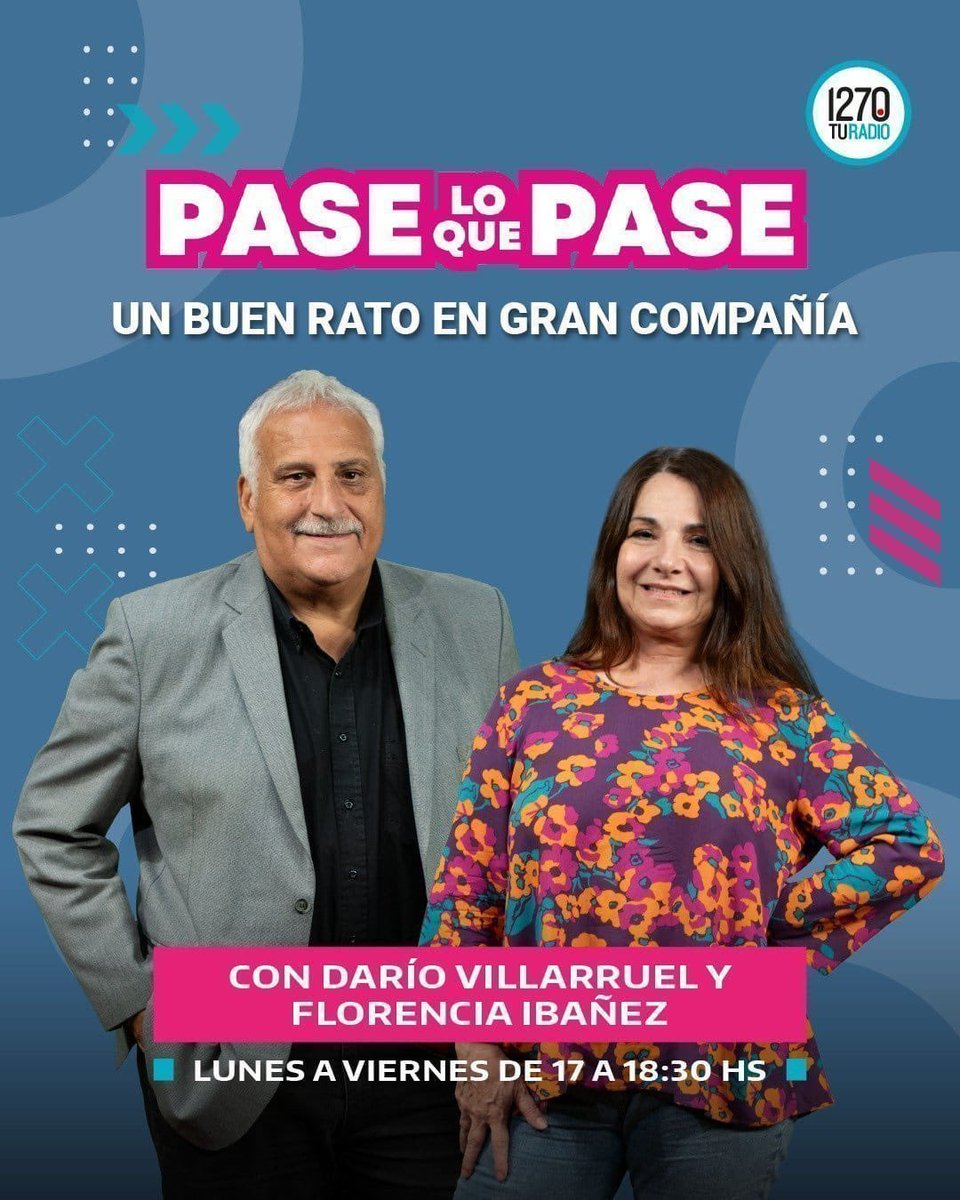 Te invitamos a pasar un buen rato, en gran compañía, #PaseloquePase🎧lunes a viernes de 17 a 18:30hs 
🎙️<a href="/VillarruelDario/">Dario Villarruel</a> y <a href="/Florsoyradio/">FLORENCIA IBAÑEZ</a>
📞<a href="/juansilvaradio/">Juan Silva</a>
💻provinciaradio.com.ar
📲App 👉bit.ly/3vqtKMJ 
#cadavezmejor #turadio #AM1270