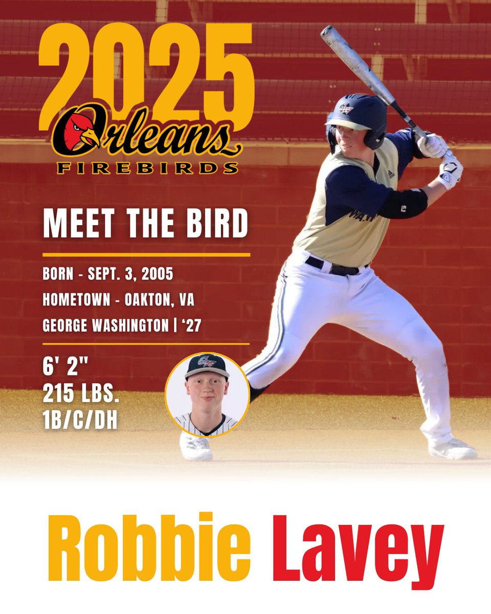 Orleans Firebirds (@firebirdsccbl) on Twitter photo Versatility is the name of the game! Robbie Lavey, capable at 1B/C/DH and coming from George Washington University, is a new Firebird! Go Birds! #Firebirds #Baseball
<a href="/lavey_robbie/">Robbie Lavey</a>
<a href="/CoachJennings44/">Franklin Jennings</a> Versatility is the name of the game! Robbie Lavey, capable at 1B/C/DH and coming from George Washington University, is a new Firebird! Go Birds! #Firebirds #Baseball
<a href="/lavey_robbie/">Robbie Lavey</a>
<a href="/CoachJennings44/">Franklin Jennings</a>