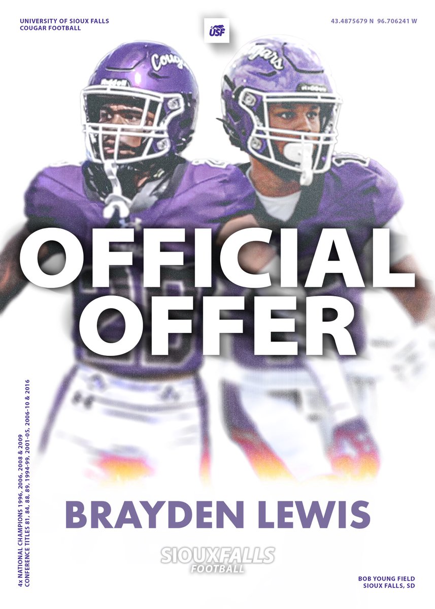 BraydenLewis06's tweet image. Blessed to have received an offer from the University of Sioux Falls! @CoachCapUSF @JimGlogowski @USFCougarsFB @sep_football