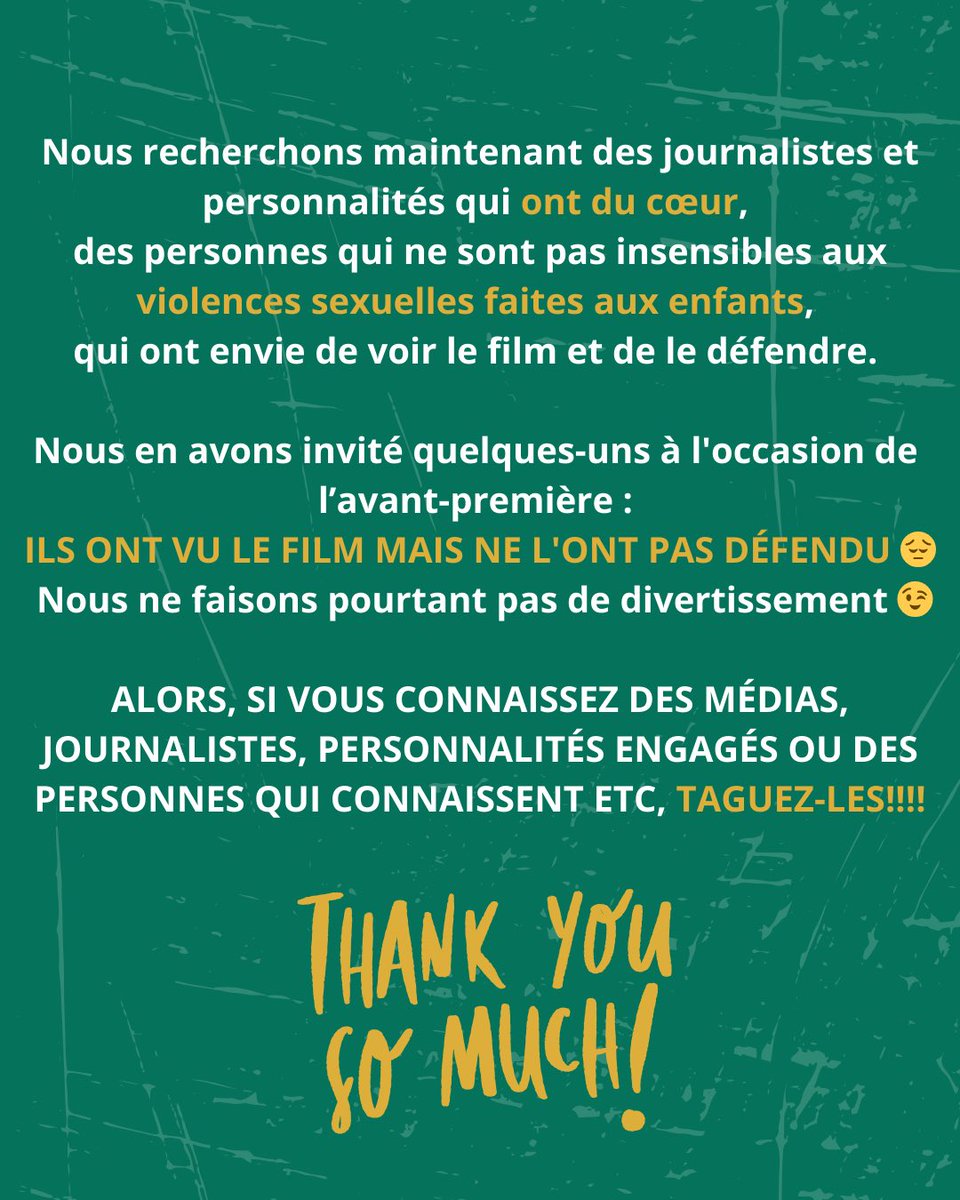 FilmLMPVLD's tweet photo. 🚨 ON A BESOIN DE VOUS 🚨 
#LAFRANCE #INFLUENCEURS #INFLUENCEUSES #VSS #Viol #Agression #agressionsexuelle #mineur #alertepedo #pedo #journalistes #media #engagée #femmes #feministe #violence #FestivalDeCannes #cinema https://t.co/oAhw8C2XlC