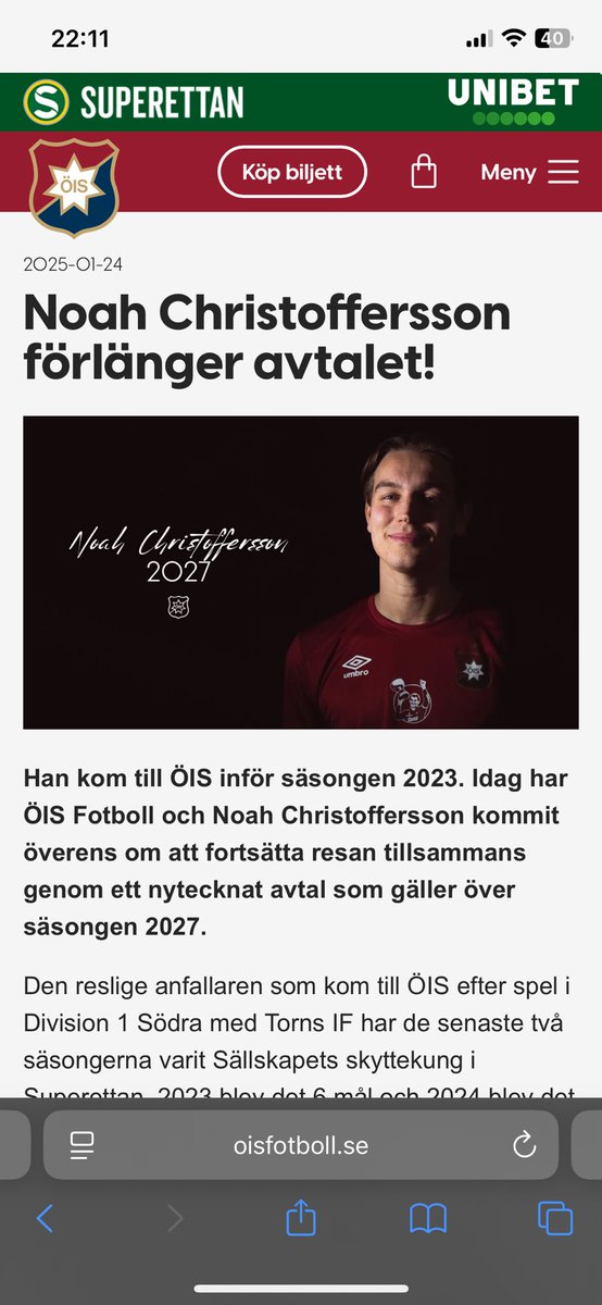 431Robin's tweet photo. @goteborgsfinest @sebastianflodin Han är under kontrakt 😉 Isak däremot… helt sinnesjukt att han fortfarande spelar i ÖIS. https://t.co/Y4KJd2GVR5