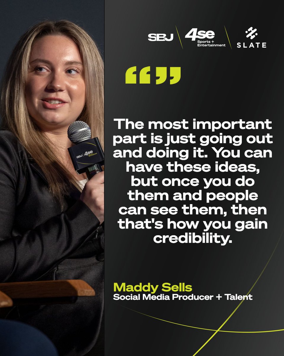 SBJ's tweet photo. 👏 𝗝𝗨𝗦𝗧 𝗗𝗢 𝗜𝗧 👏
At #4se, Maddy Sells, Social Media Producer & Talent at @EnjoyBBall, shared how she built her audience from the ground up — simply by getting started.
No roadmap. No guarantees. Just action. https://t.co/A6bn2wa6mU
