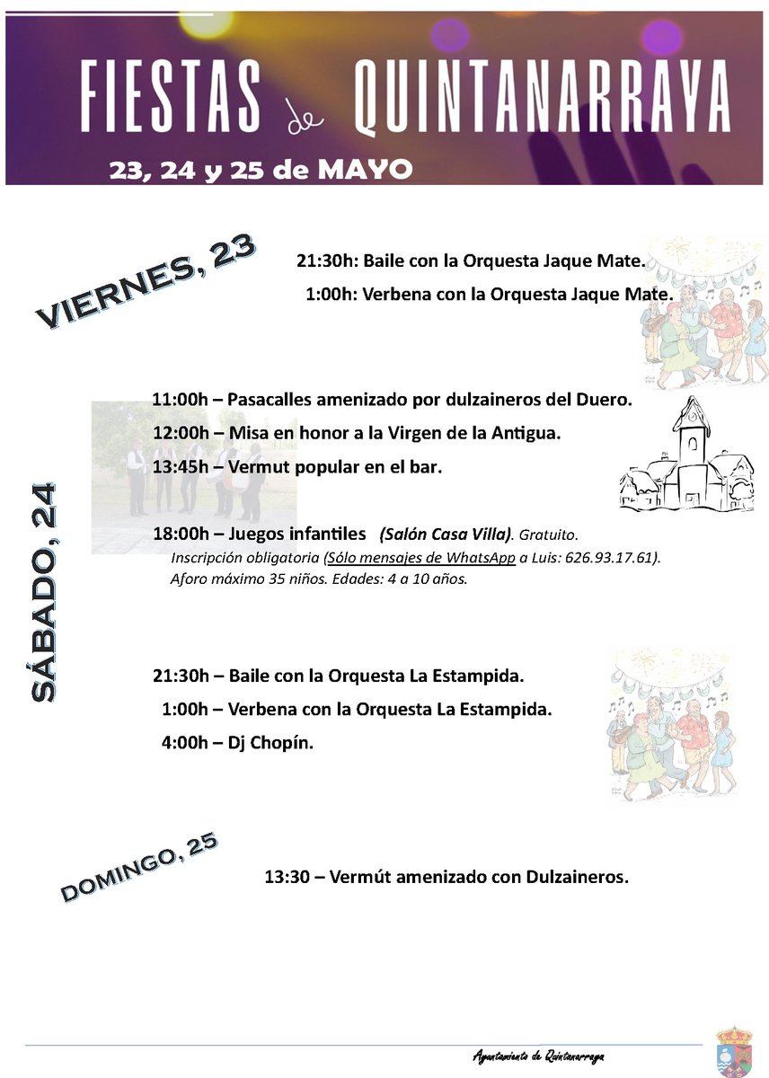 Quintanarraya's tweet image. 🎉Aquí tenéis la programación de las fiestas ❤️
Estáis preparados/as?
Este fin de semana nos vemos 💃🏽🕺🏽💃🏽🕺🏽

Y aquí te detallamos la información: quintanarraya.es/event/fiestas-…

#fiestasdemipueblo
#quintanarraya