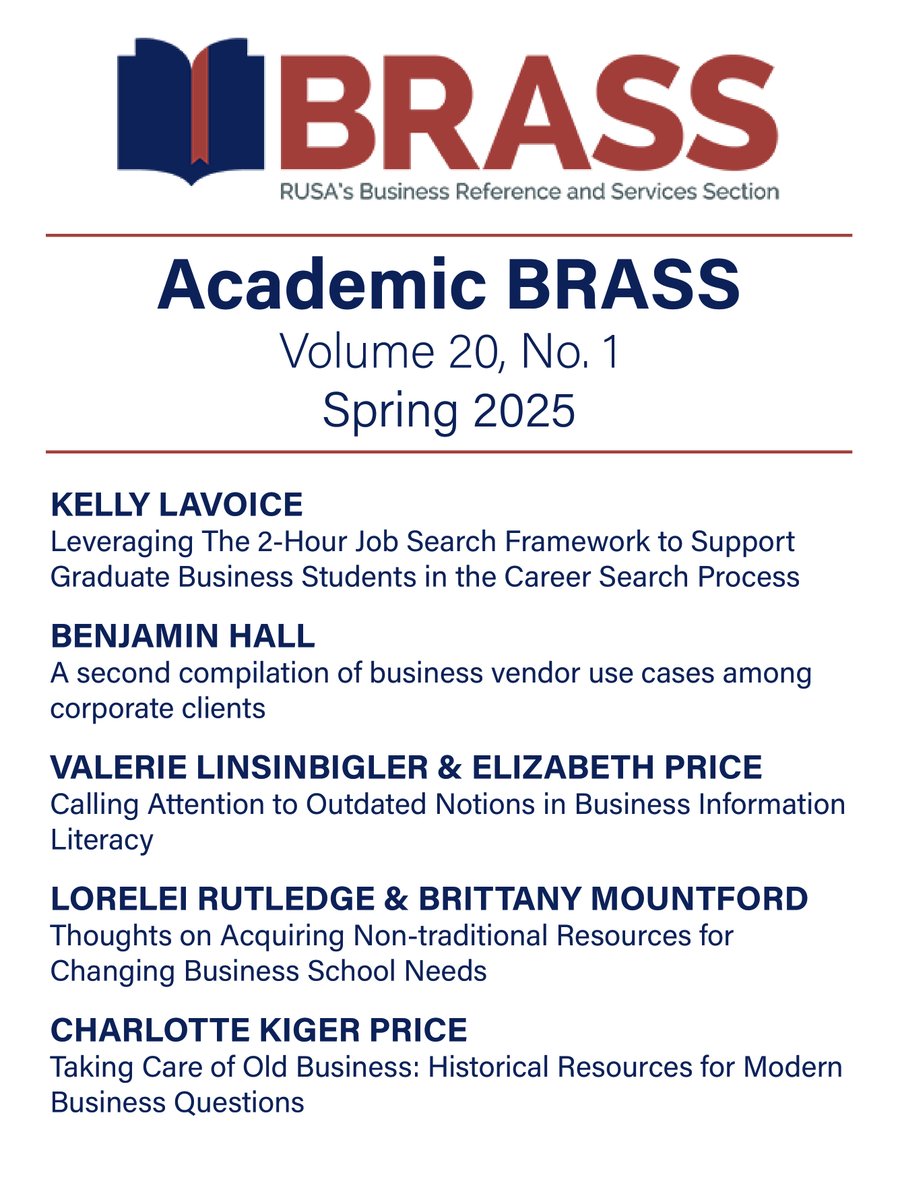 🆕 The Spring 2025 issue of Academic BRASS is out today! Check out the five new articles here: bit.ly/3H7p32A

#bizref