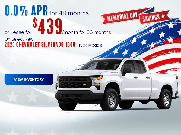 Gearing up for a new truck? The powerful and dependable Chevrolet #Silverado 1500 is ready to roll, and so are the savings at Harvey's GM!
 
For a limited time, take advantage of 0% APR for 48 months OR lease one for just $439/month. bit.ly/4dwOZRm
