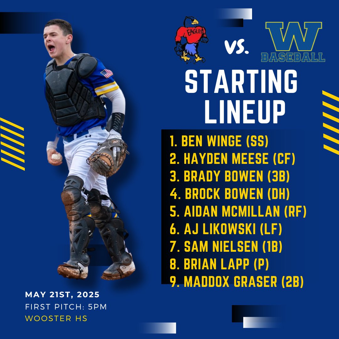 ⚾️ THE STARTING 9 ⚾️

#RollGennys

#GoWoo | <a href="/alwaysageneral/">Wooster HS Athletics</a>