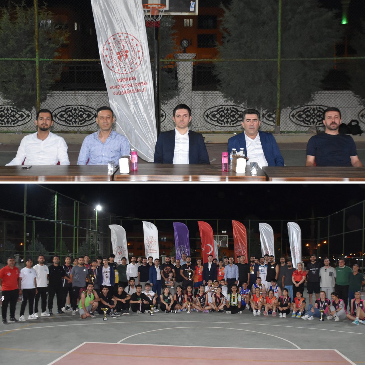 Nsy_Kaymakamlik's tweet photo. 📍Nusaybin/Gençlik Haftası

Kaymakamımız Sayın Evren ÇAKIR, 19 Mayıs Atatürk’ü Anma, Gençlik ve Spor Bayramı'nın 106. yıl dönümü kutlamaları ve 15-21 Mayıs Gençlik Haftası etkinlikleri kapsamında düzenlenen "3️⃣✖️3️⃣ Sokak Basketbolu Turnuvası" final maçına katıldı.⛹️‍♀️⛹️ 🇹🇷

🏀 Turnuvaya katılım sağlayan sporculara ve sporseverlere teşekkür eden Sayın Kaymakamımız, turnuvada dereceye giren takımlara madalya ve kupa takdim etti.

#19Mayıs #GençlikHaftası
#TürkiyeninGücüGençliği
#Nusaybin #Mardin
@TC_icisleri @AliYerlikaya 
@Mardin_Valiligi @tuncay_akkoyun