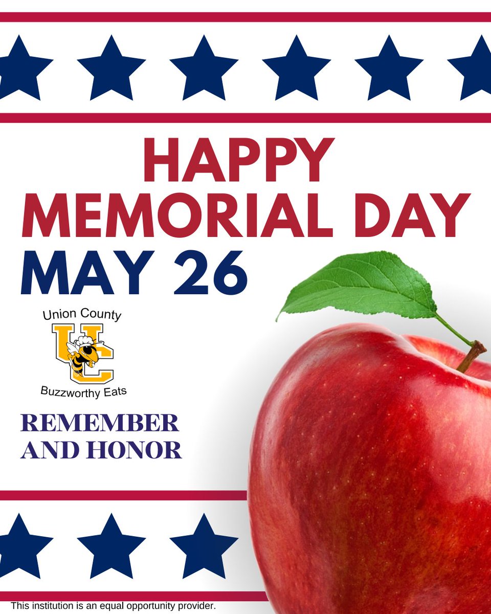 Wishing everyone a thoughtful and meaningful Memorial Day. ❤️

#DoingGreatThingsUCSD #UnionSC #UnionSouthCarolina #Union #SCschools #UnionCounty #BuzzworthyEats