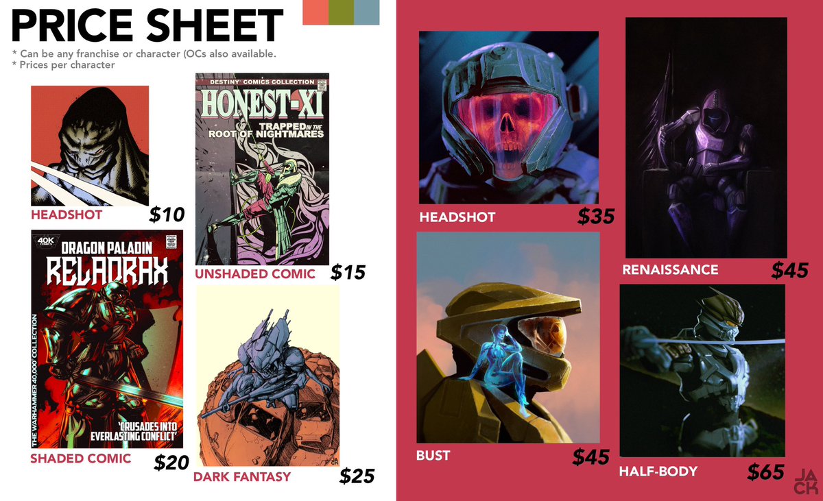 jackdrawss's tweet image. New price sheet… DM me if you’re interested in picking any up! &lt;3
#comissionsopen