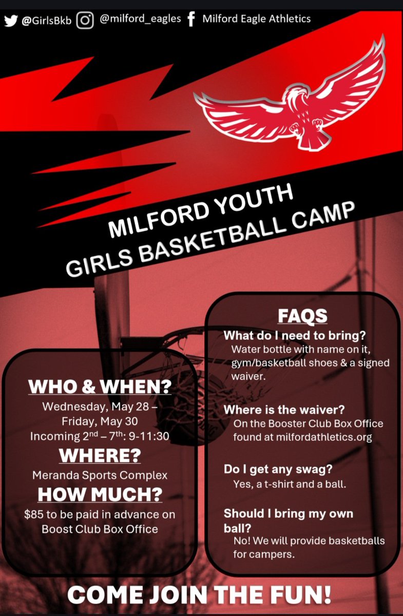 We are just 1 week away from our youth camp!  Get signed up today at the link below! …mptedvillagesoh.sites.thrillshare.com/o/milfordathle…