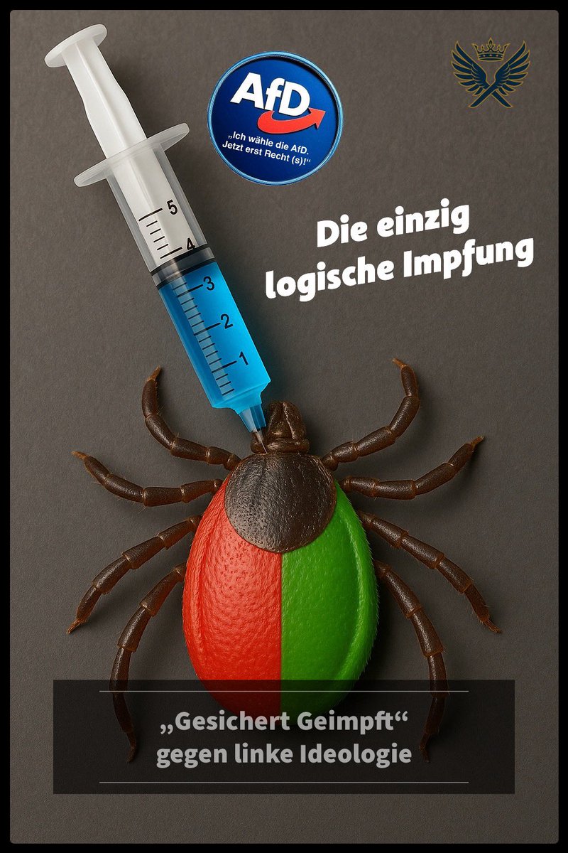 Mister_Macbisch's tweet photo. 🇩🇪 INFO: Die richtige Impfung macht’s: „Gesichert gegen Links-Geimpft“

Bin ein absoluter Impfgegner aber dieses tolle Zeug sollte sich NIEMAND entgehen lassen.

Es hält ein Leben lang & schützt vor jeglicher Art Parasiten…😅

🇩🇪💙🇩🇪💙🇩🇪💙🇩🇪💙🇩🇪💙🇩🇪💙🇩🇪

Jetzt mit tollem #VernetzungsTweet

@BlauerKarpfen | @MAJUE63 | @TeZettRo | @Zeus1Tochter | @FrankTempel1 | @TBuckenauer | @TeamAliceWeidel | @TimKoffiziell | @AxelHaar0815 | @TeddyFuchs1 | @Eastwood2029441 | @OpasWaehlenAfD | @WissenWerteWand | @politischekiwi | @j3ns_ph | @JMKoehlerLpz | @janDerEchte4 | @JahnTeam | @Freddy280269 | @Evilbabe001 | @jazusicherheit | @HolmZoege | @SpankoxxGirl | @SpeedyFrontalez | @HorstStehtisch  | @SteffieH36076 | @ReneVolkner | @Raeubertochtah | @FredericusRex7 | @Nie_mehr_Krieg | @SOLUTIONSMG | @muffbe | @einealteSeele | @_siochainx_ | @oberlausitzer_ | @krummsens | @DerGanesha | @XGermaneX | @mg_ynwa | @yasarcosgun0 | @PeterLanzinger | @LautGegenLinks2 | @HaufSchienen | @he_hrg | @GRH_DD75 | @Mirwurscht7_  | @Eisenherz74 | @lady_desire  | @schuetze1130 

#MrMacBisch #TeamAfD #TeamBlau #DerBlaueBundWacht #DieBlaueRevolution #Germany #VernetzenStattHetzen