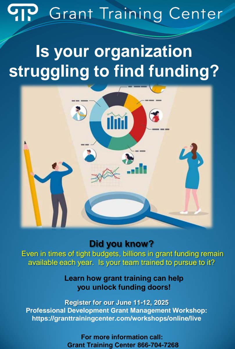 GrantTrainingDC's tweet photo. 🗣We want to hear from you! Is your organization struggling to find funding? Register for our June 11-12, 2025 Professional Development Grant Management Workshop: https://t.co/4PzKN435nB #CommunityNeeds #GrantTraining #NonprofitSupport #GrantTrainingCenter https://t.co/z49c5ecPTL