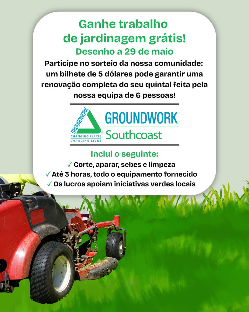 🎉 Mora em New Bedford? Ganhe uma reforma de jardim GRÁTIS com o Green Team! 🌿
Rifa comunitária | Bilhetes: $5 🎟️
Sorteio: 29 de maio
Saiba mais e participe: tinyurl.com/3f3tefjz