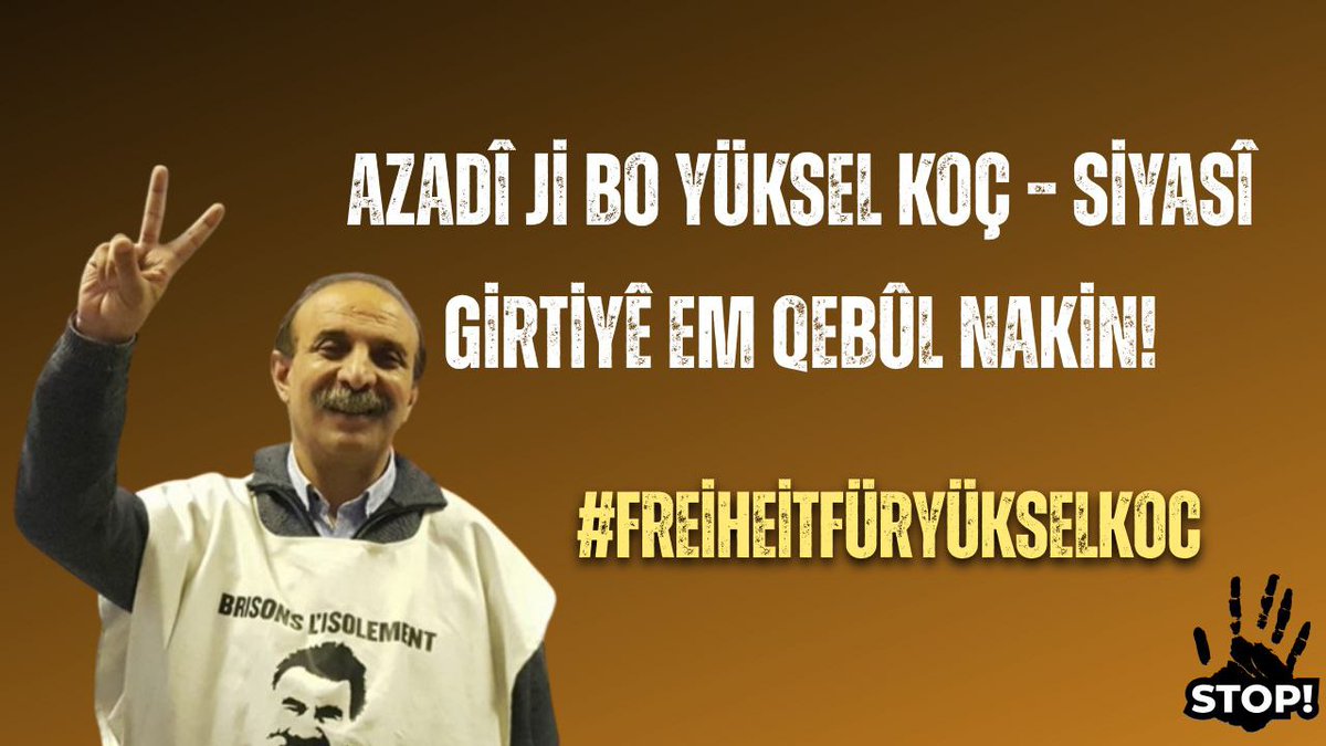 _Civak_saz1's tweet photo. Azadî ji bo Yüksel Koç - Siyasî girtiyê em Qebûl nakin!
#FreiheitFürYükselKoc https://t.co/V0UvLqhcsR
