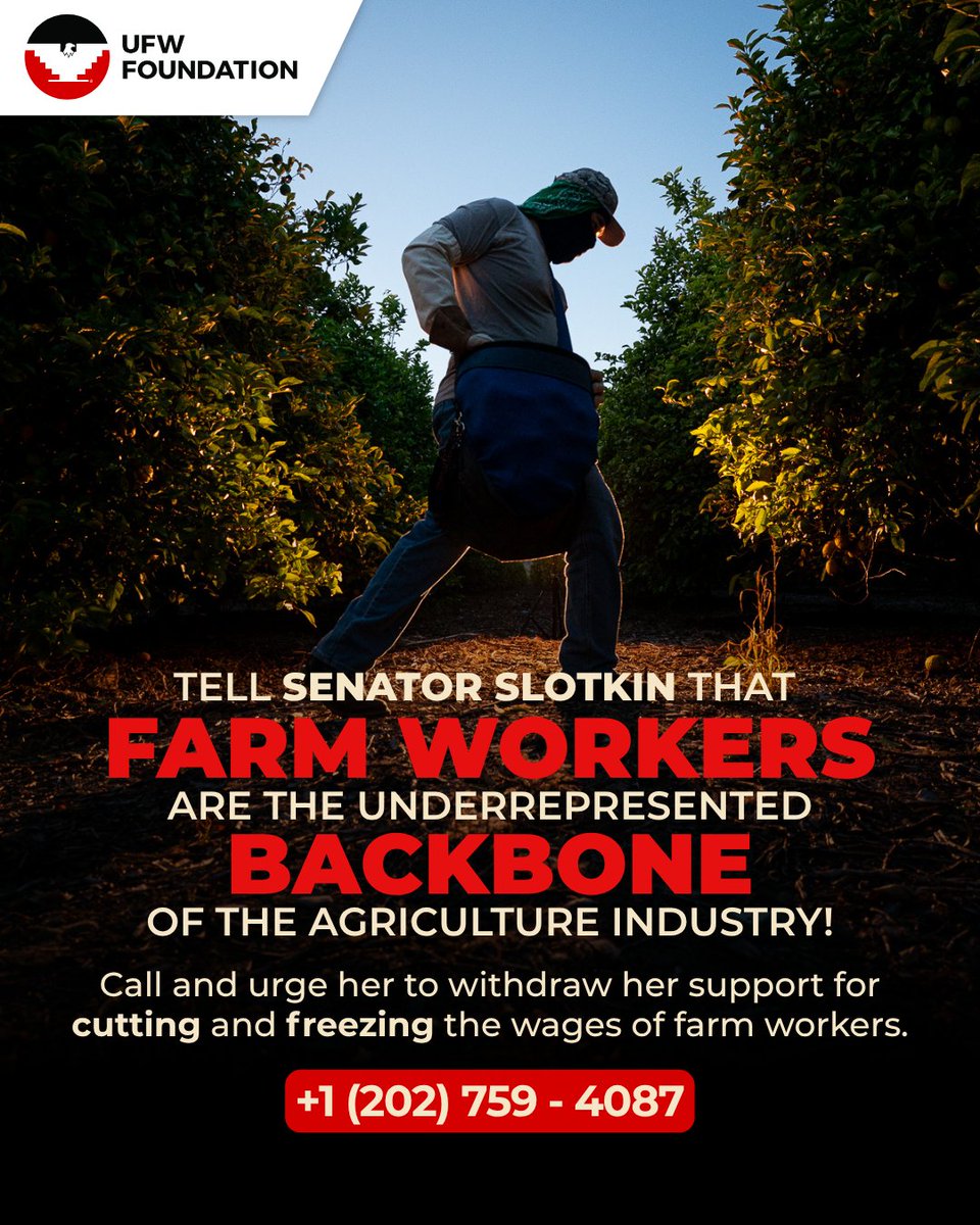 UFW Foundation (@ufwfoundation) on Twitter photo Michiganās AG industry adds $104.7B to the stateās economy thanks to farm workers. Yet, theyāre underpaid, overworked, and lack basic benefits.
Tell <a href="/SenatorSlotkin/">Sen. Elissa Slotkin</a>: Itās time to invest in the people behind the profits.
āļø 1-202-759-4087 Michiganās AG industry adds $104.7B to the stateās economy thanks to farm workers. Yet, theyāre underpaid, overworked, and lack basic benefits.
Tell <a href="/SenatorSlotkin/">Sen. Elissa Slotkin</a>: Itās time to invest in the people behind the profits.
āļø 1-202-759-4087