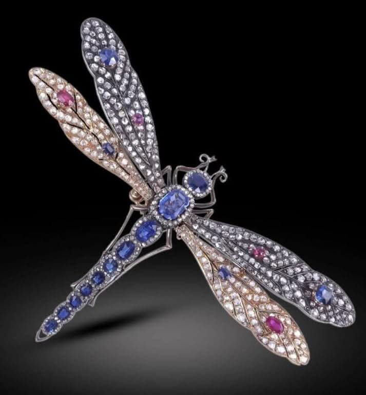Antique dragonfly tremblant brooch, c.1900.