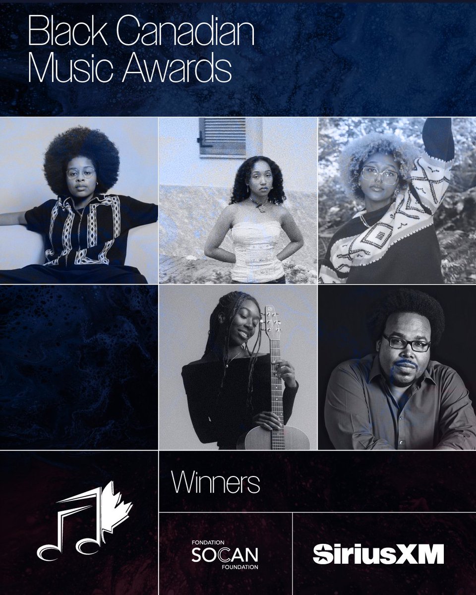 SOCANFoundation's tweet image. Congratulations to this year’s winners of the Black Canadian Music Awards, sponsored by @siriusxmcanada !

These artists represent the richness of Black music in Canada. We’re so impressed by your creativity and hope this recognition supports your continued artistic growth.