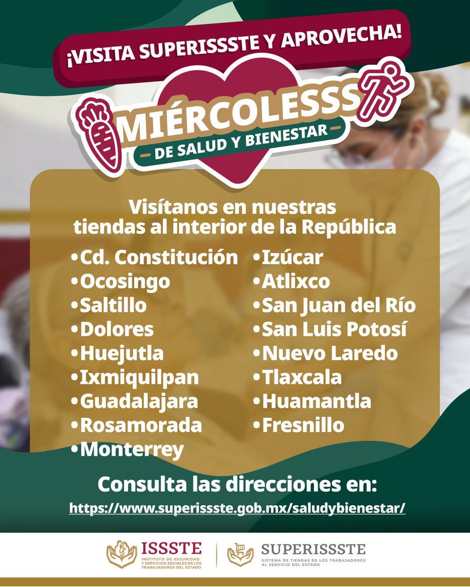 🟢 ¡Te esperamos este Miércoles de Salud y Bienestar! 🌿🩺

Ven a surtirte lo que necesitas y aprovecha para realizarte chequeos gratuitos.

💥 Cuida tu salud, ahorra y disfruta de beneficios especiales… ¡todo en un solo lugar!