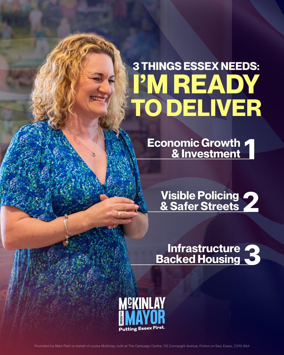 LouiseMcKinlay's tweet image. I’ll deliver real results to keep Essex moving forward - stronger and more prosperous.

💼 Attracting investment to grow jobs and boost our local economy
🚓 Visible, effective policing that tackles real crime
🏡 New homes in the right places, backed by proper infrastructure