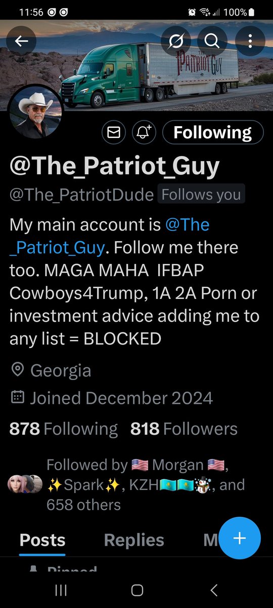 Hey everyone! I got spanked by X, and I can only post like every 10 minutes or so. I'll be here on my backup account so it will cool off. If you see it. Please follow me back there too. You never know now a days. Thanks, and God bless!