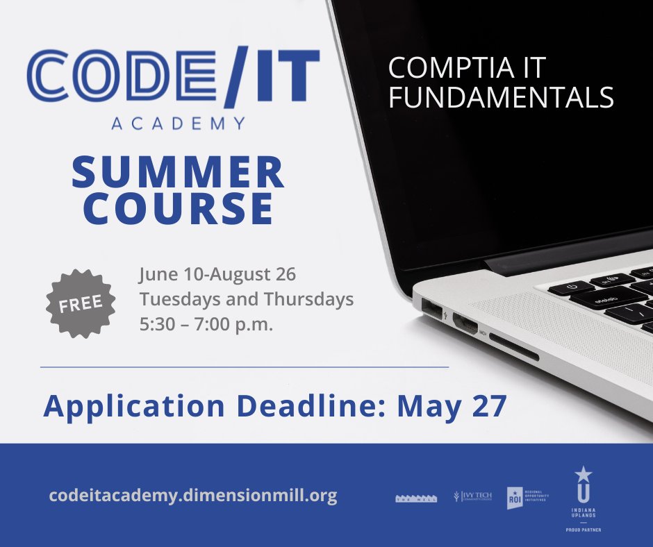 💻 Thinking about launching a tech career? The next #Indiana Uplands Code/IT Academy course kicks off soon. This is your chance to get started — no prior experience needed, and courses are FREE!   airtable.com/appU2bRH4NXwpM… <a href="/dimension_mill/">The Mill</a> <a href="/IvyTechBtown/">Ivy Tech Bloomington</a>