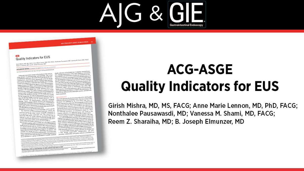 AJG - The American Journal of Gastroenterology (@amjgastro) on Twitter photo ACG-ASGE Multisociety Joint Publication: Quality Indicators for EUS
Mishra, et al.
📕 bit.ly/3FikMZi
<a href="/drgimishra/">Girish Mishra, MD</a> <a href="/ReemSharaiha/">Reem Sharaiha, MD MS</a> <a href="/JElmunzer/">Joe Elmunzer</a> ACG-ASGE Multisociety Joint Publication: Quality Indicators for EUS
Mishra, et al.
📕 bit.ly/3FikMZi
<a href="/drgimishra/">Girish Mishra, MD</a> <a href="/ReemSharaiha/">Reem Sharaiha, MD MS</a> <a href="/JElmunzer/">Joe Elmunzer</a>