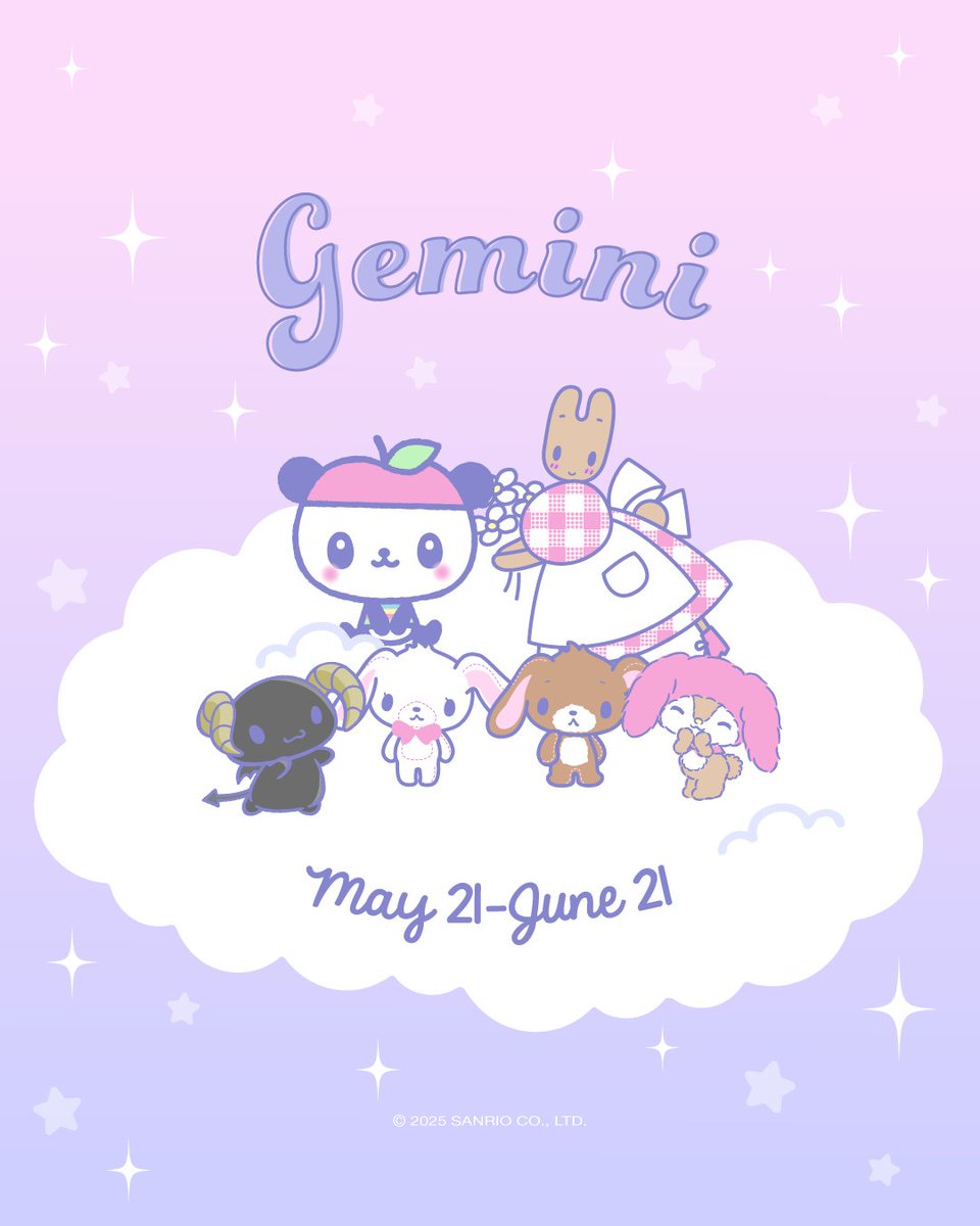 Happy ♊️ season from your Sanrio friends! Tag your #Gemini bestie 💖
