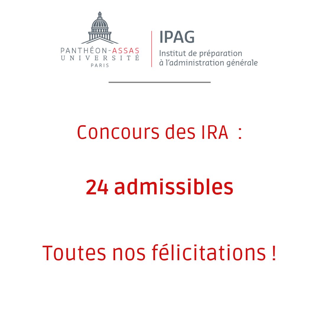 📢 24 de nos étudiants sont admissibles au concours des IRA ! Félicitations à eux pour cette première étape franchie avec succès 👏

Nos intervenants sont déjà mobilisés pour les préparer aux oraux.

Bon courage pour la suite !

#ChoisirLeServicePublic