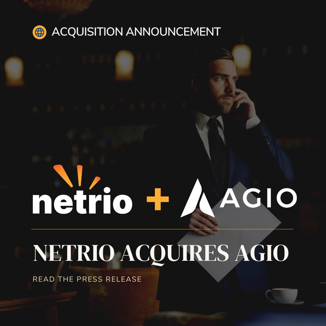 NETRIO_llc's tweet image. Today, we’re proud to announce that Netrio has acquired Agio, a New York City-based leader in managed IT and cybersecurity services for the financial services sector. Read more - tinyurl.com/ycxsjww9