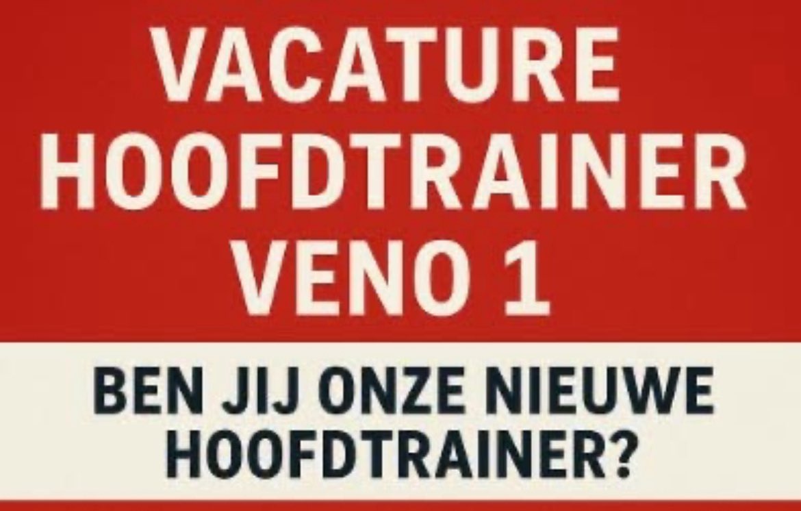 svVENO's tweet photo. Wij zijn opzoek naar een nieuwe trainer voor het seizoen 2025-2026: https://t.co/rRXOGlPRHG #trainer #voetbal #amateur #knvb #seizoen2526 https://t.co/wxOiYmnhTr