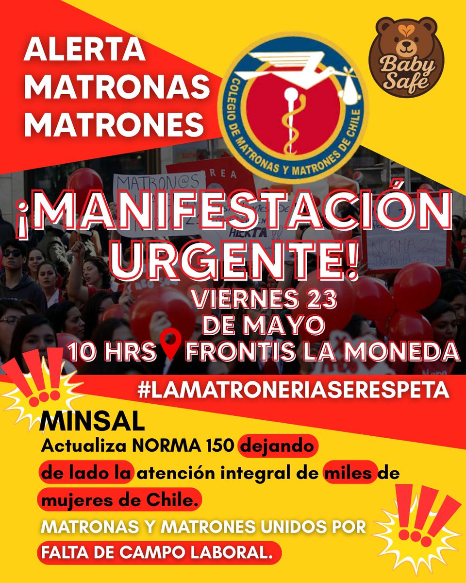 repxlwt's tweet photo. chicas si pueden ir a la marcha el viernes vayan xq esto del decreto 150 no solo afecta a lxs matronxs si no que también a las mujeres y recién nacidos de nuestro país. No permitamos que nos pasen a llevar nuestra salud #LaMatroneriaSeRespeta https://t.co/8g6kdlet9V