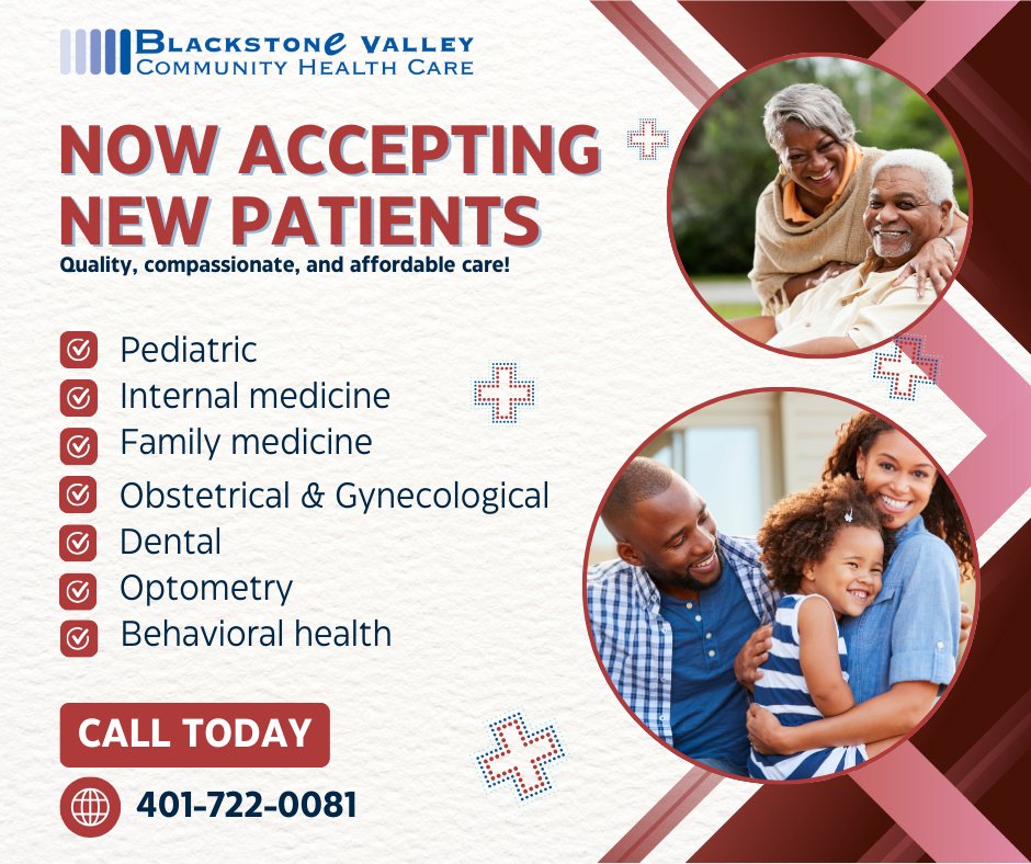 ¡BVCHC está aceptando nuevos pacientes! Nos complace darle la bienvenida y brindarle atención de la más alta calidad por parte de nuestro equipo dedicado de proveedores. Para obtener más información, visite nuestro sitio bvchc.org o llámenos hoy al (401) 722-0081.