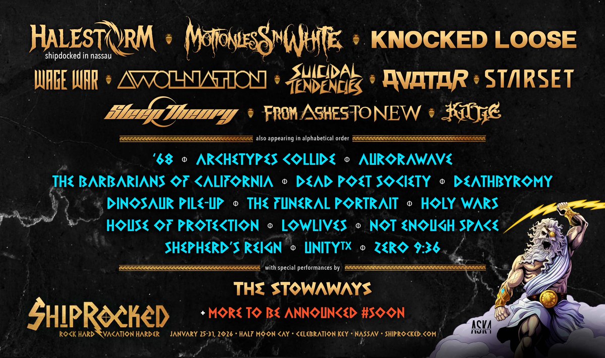 Back on the boat we go! @Shiprocked, we sail with you once again on January 25th through 31st. Tickets at shiprocked.com