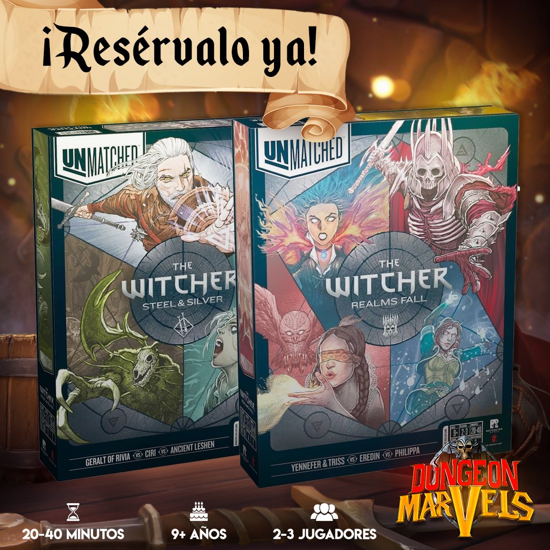 ¡Abrimos prepedidos para Unmatched: The Witcher en castellano!

Reserva Steel &amp; Silver y Realms Fall con un 15% de descuento: dungeonmarvels.com/1315_tcg-facto…

#Unmatched #TheWitcher