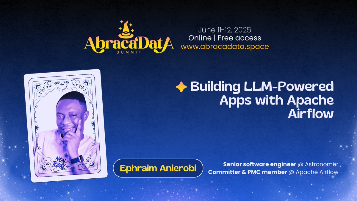 AbracaDataSpace's tweet photo. Ever wondered how to operationalize an AI assistant with @ApacheAirflow? @Ephraimbuddy will give us a glimpse of @AirflowSummit 2025 by breaking down the full pipeline behind Ask Astro, the LLM-powered tool answering real questions about #Airflow itself.
👉https://t.co/V3PYRlx6qM https://t.co/i0jiYFvqDb