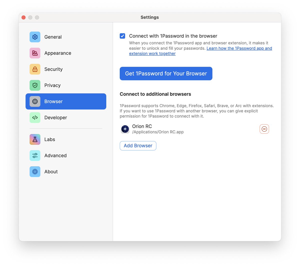 Sweet! This option in <a href="/1Password/">1Password</a> makes my browsing experience a lot better in Orion by <a href="/KagiHQ/">Kagi</a>! Before, I had to log in to the 1Password extension every time I opened a new tab.
