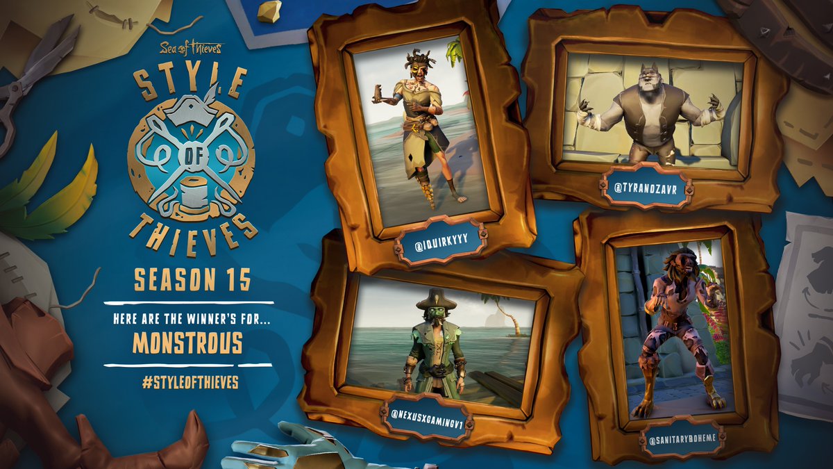 SeaOfThieves's tweet photo. Finally, it was time to embrace the creature within and present a Monstrous visage, and the pirates you definitely need to avoid on a dark night on Port Merrick are @nexusxgamingv1, @TyraNozavr, @iQuirkyyy and @SanitaryBoheme. Keep as many eyes as you can spare open for your DMs. https://t.co/gDSampMkql