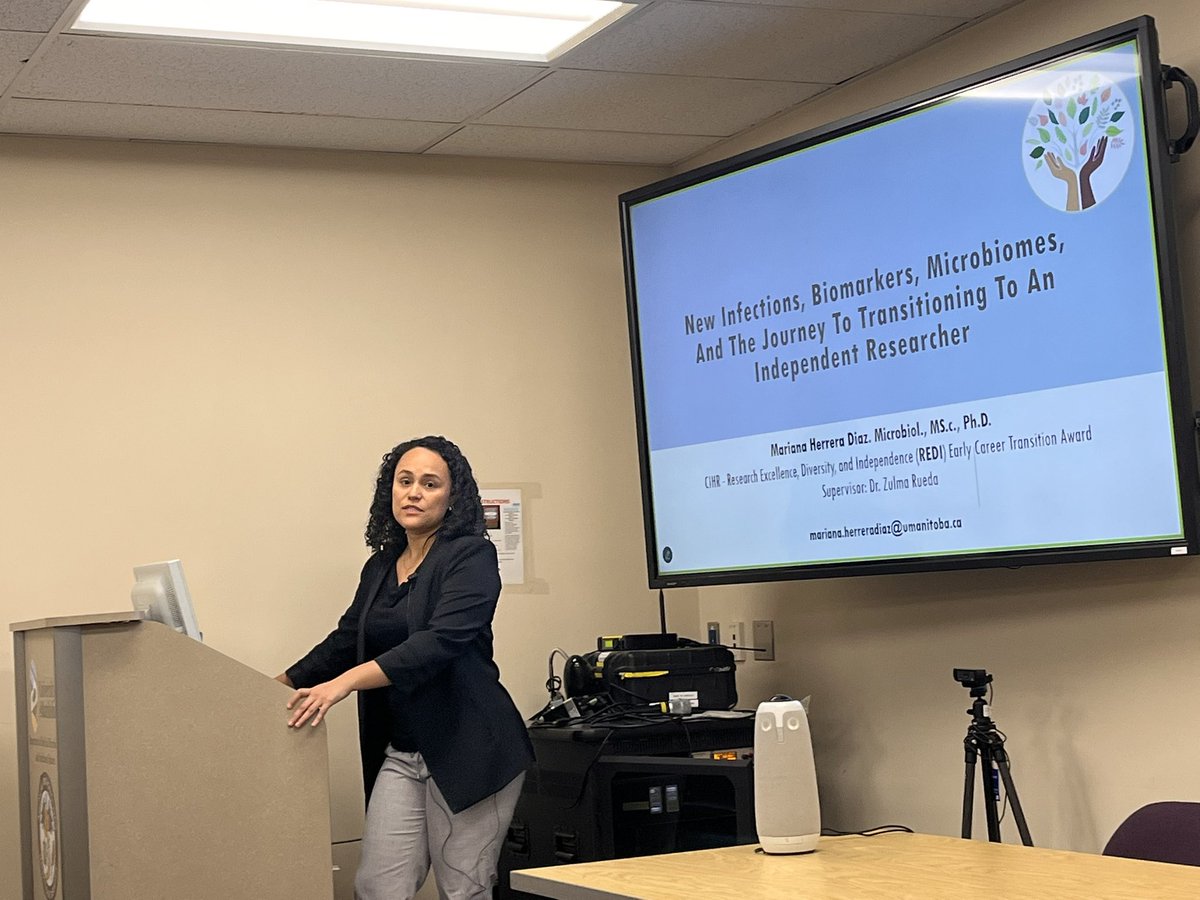 UofMMedMicro's tweet image. Dr Mariana Herrera Diaz (Rueda Lab) presents in the MMID postdoc seminar series her work on biomarkers of TB and STI in Colombia and Canada.