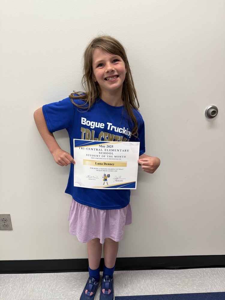 Today we celebrated our last student of the month.  Congratulations Luna D. Thank you to Tipton Pizza King for sponsoring this program.