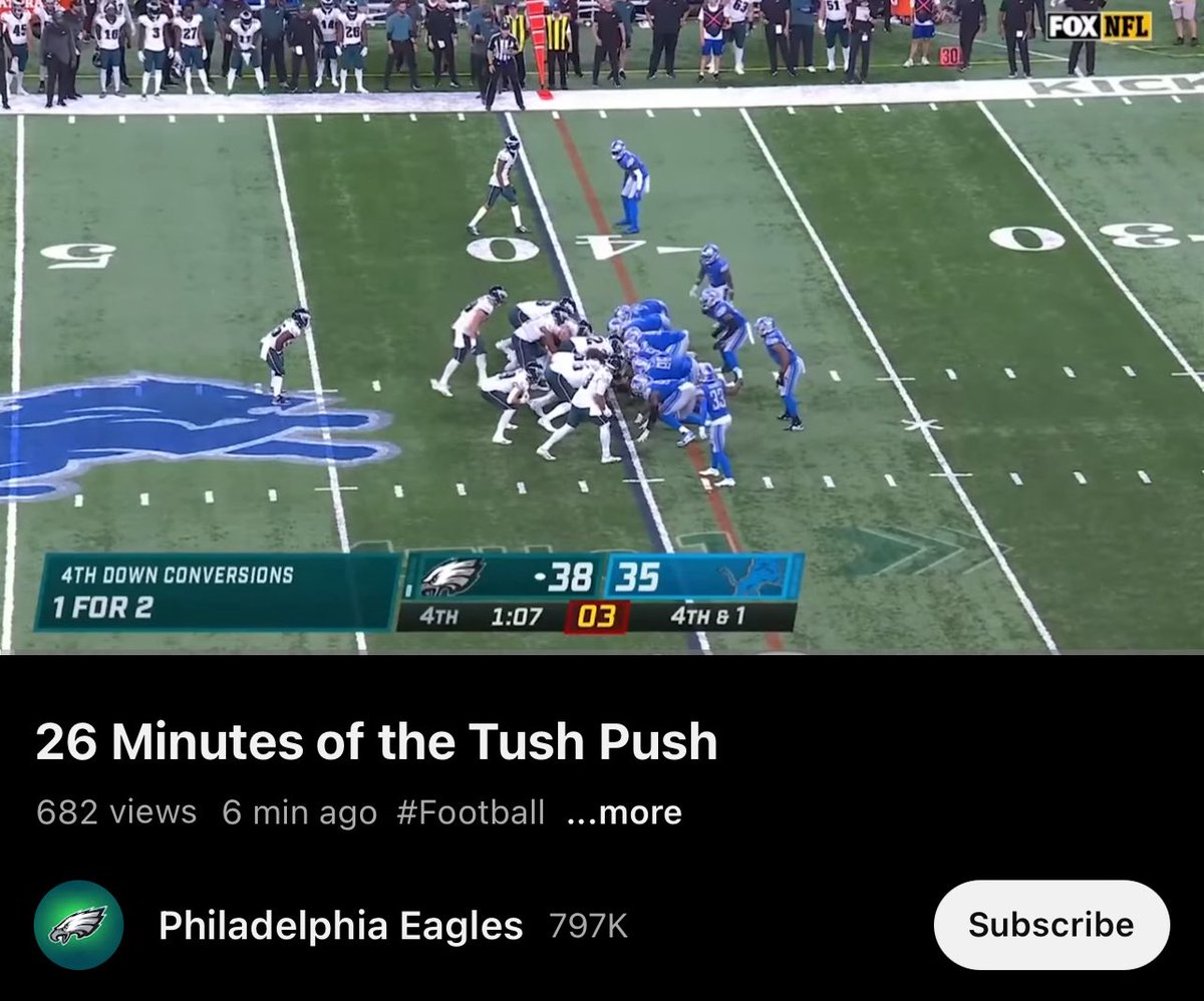 The Eagles just posted 26 minutes of Tush Push highlights on YouTube after the NFL owners couldn't get enough votes to ban it