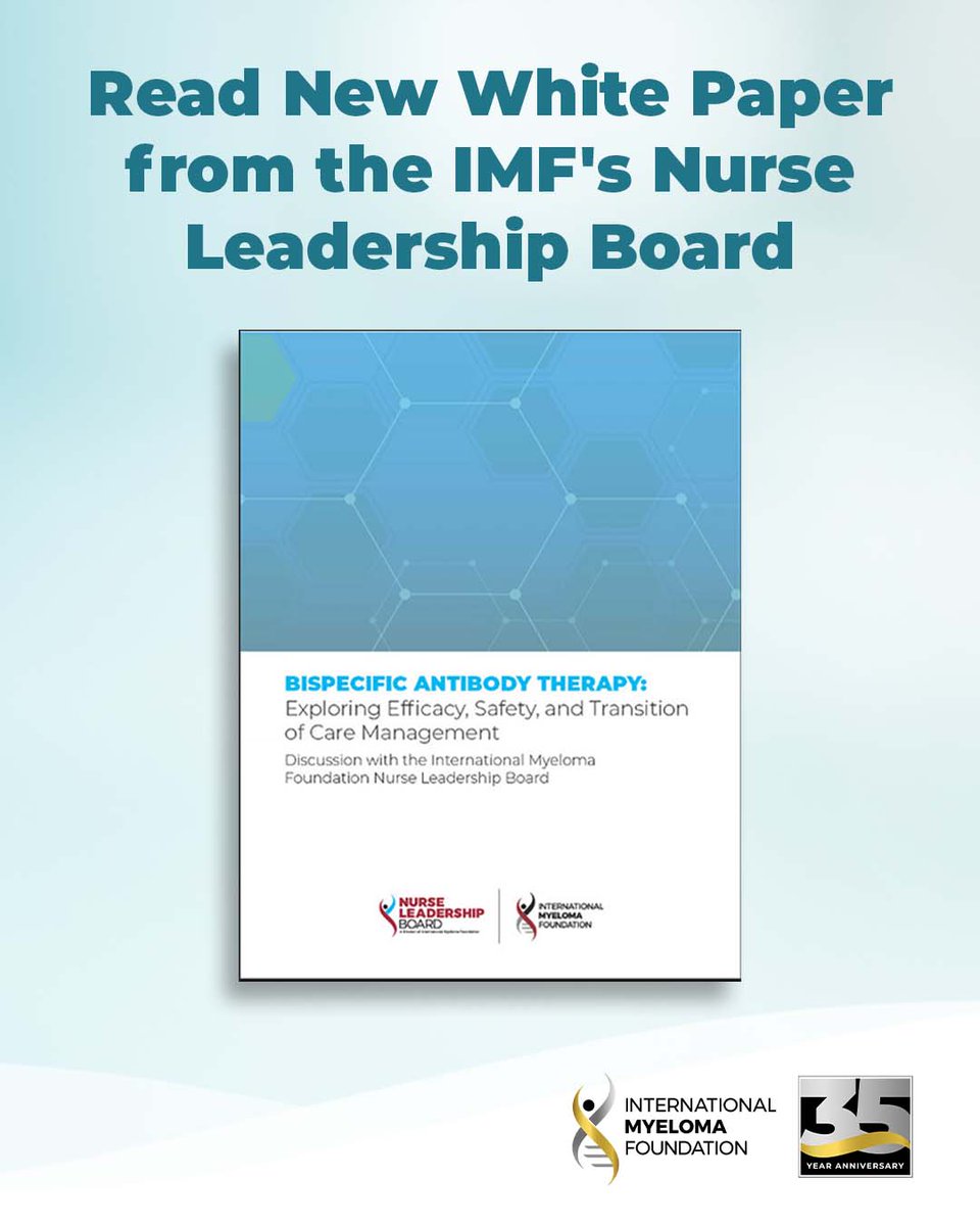 International Myeloma Foundation (@imfmyeloma) on Twitter photo Bispecific antibodies offer new hope for relapsed/refractory myeloma. In this new white paper, IMF NLB nurses share how they manage serious side effects, support care transitions, & empower patients to advocate for these promising new treatments. imf-d8-prod.s3.us-west-1.wasabisys.com/2025-03/NLB_Bi… #IMFNLB Bispecific antibodies offer new hope for relapsed/refractory myeloma. In this new white paper, IMF NLB nurses share how they manage serious side effects, support care transitions, & empower patients to advocate for these promising new treatments. imf-d8-prod.s3.us-west-1.wasabisys.com/2025-03/NLB_Bi… #IMFNLB