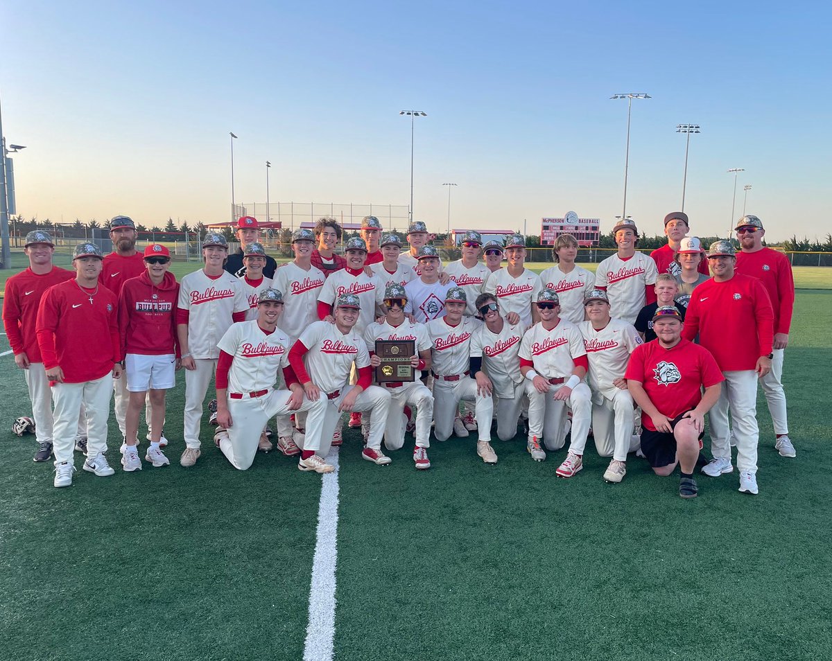 McPherson (4A ⚾️, 25-3) punched their ticket to the 4A State Tournament with a 3-1 win over Towanda Circle and 6-0 victory over Buhler in their home Regional last night. This will be the Bullpups third trip to Salina in the last four years. #sportsinkansas