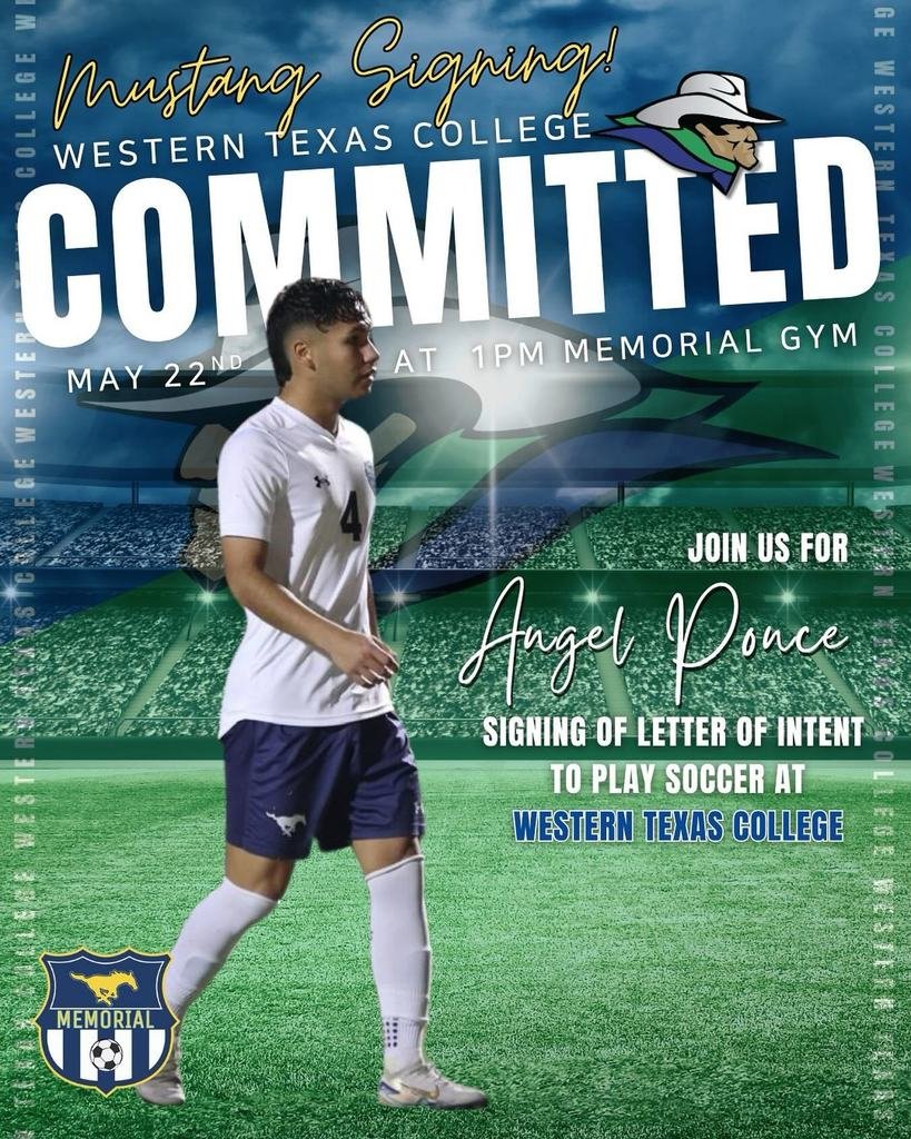 🩵⚽💥 SIGNED AND COMMITTED! 💥⚽💛
We’re proud to announce Angel Ponce is taking his skills to the next level! Join us as he signs his Letter of Intent to play soccer at Western Texas College! 🐎⚽
📍 Main Gym
🗓️ May 22
⏰ 1:00 PM
#1PRIDE