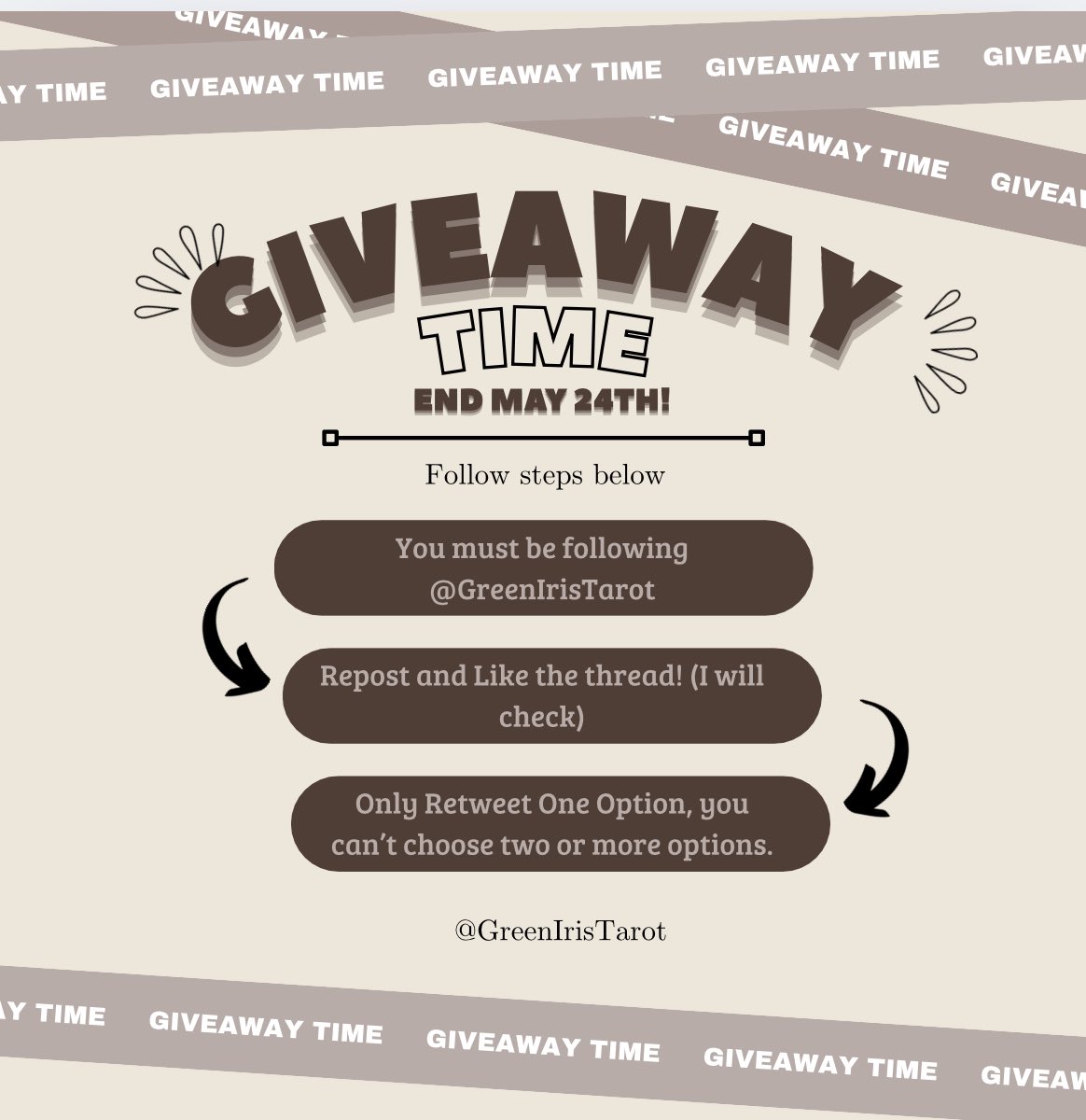 GreenIrisTarot's tweet photo. — GIVEAWAY.

To celebrate 60k followers, I’d love to offer a giveaway! Details will be attached below!

RULES:
- Must be following me
- Repost &amp; LIKE this 1 tweet
- 1 person must choose 1 giveaway, choosing 2 = doesn’t count entering the giveaway. (Except for mass spell)

👇👇👇 https://t.co/ibHrnrGjKa