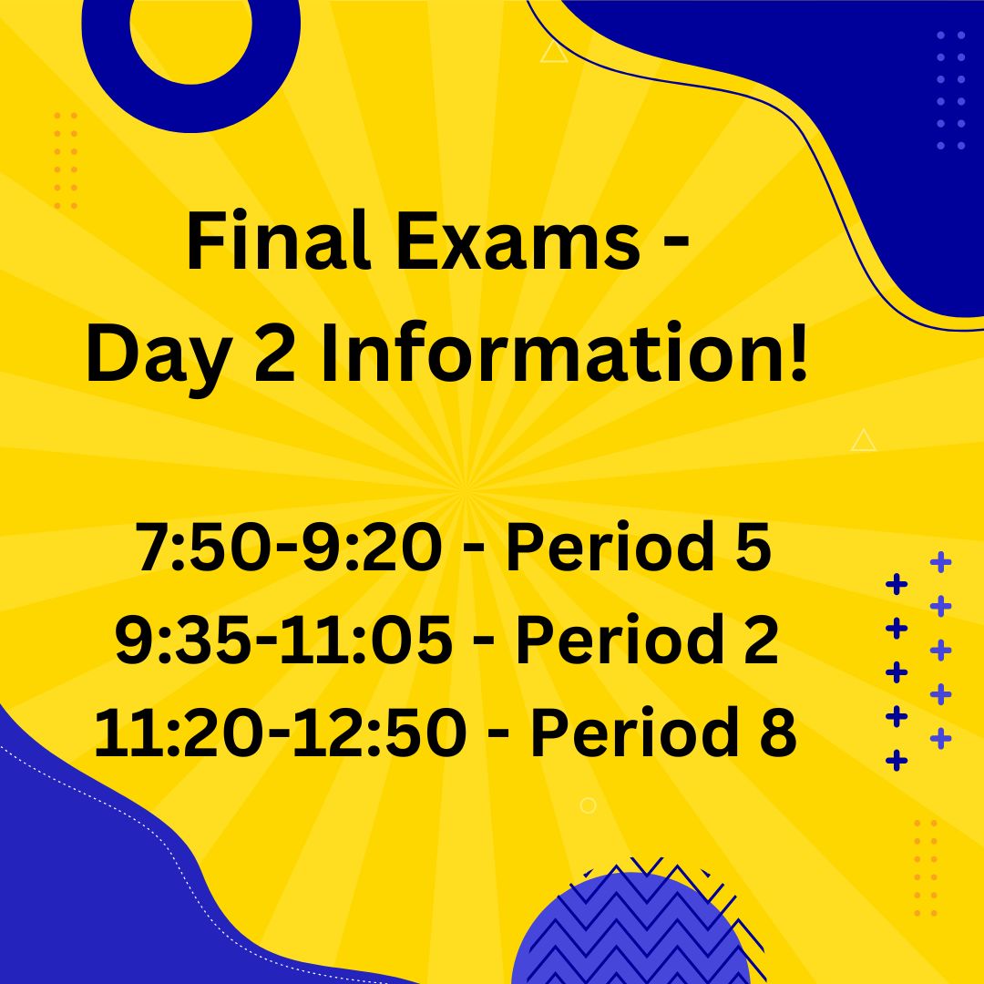 Check out the final exam schedule for tomorrow!! Good luck with your finals, Panthers!